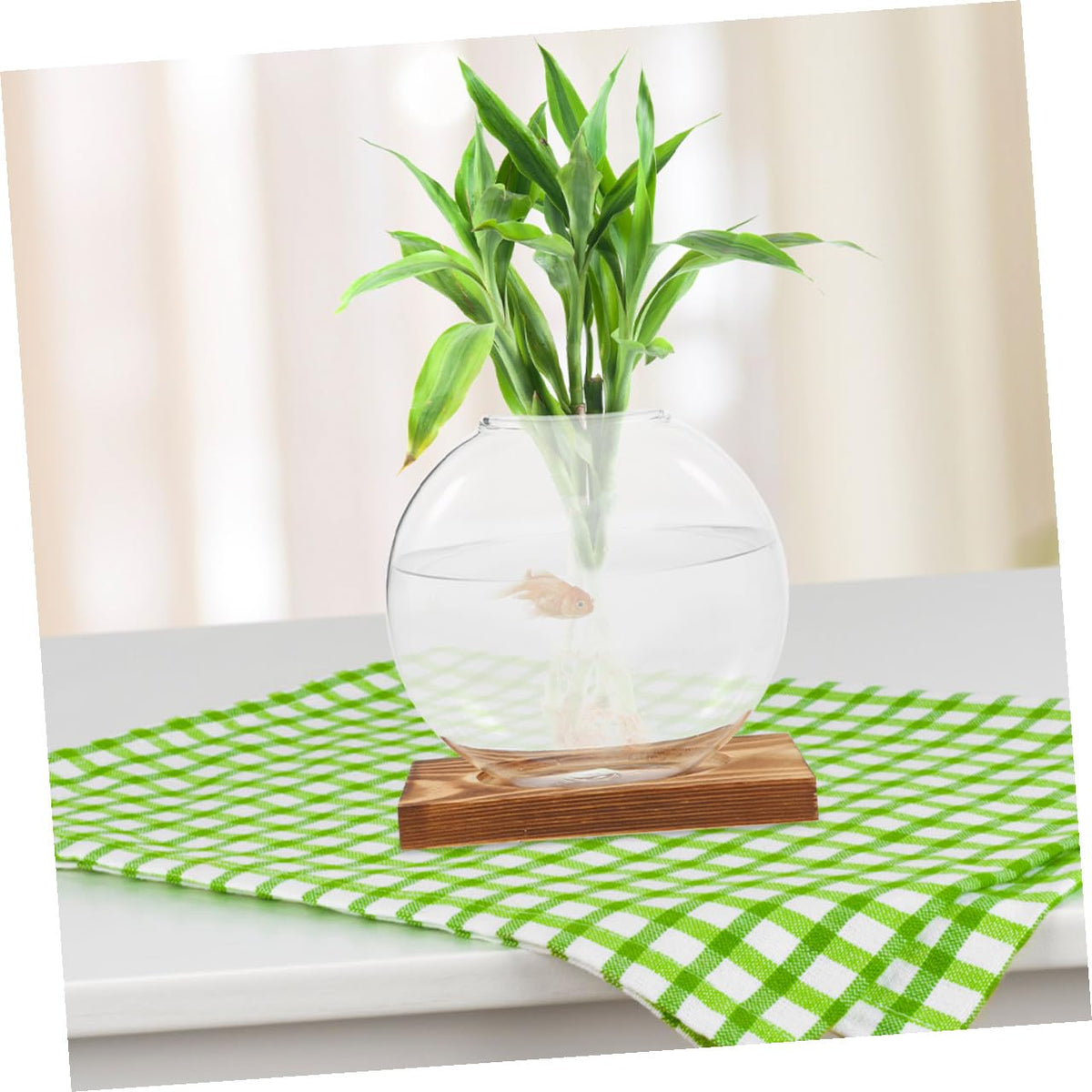 HYTROVE 2Pcs Hydroponic Glass Vase with Wooden Base, Propagation Planter for Indoor Plants, Desktop Terrarium Station for Home and Office Decor