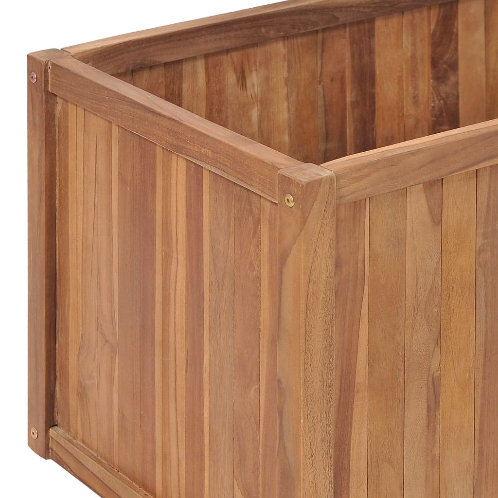 Teravane Large Outdoor Raised Bed Planter with Natural Teak Finish, Solid Wood Garden Flower Pots, Weatherproof Design for Vegetables and Succulents