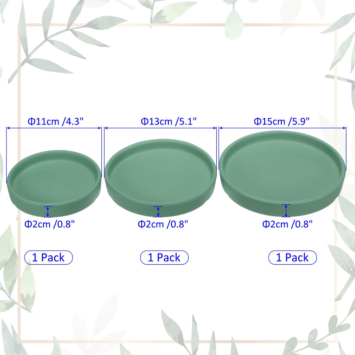 M METERXITY 3 Pack Planter Saucers - Ceramic Plant Tray Flower Pot Drip Trays Round Apply to Outdoor/Garden (4/5/6inch, Black)