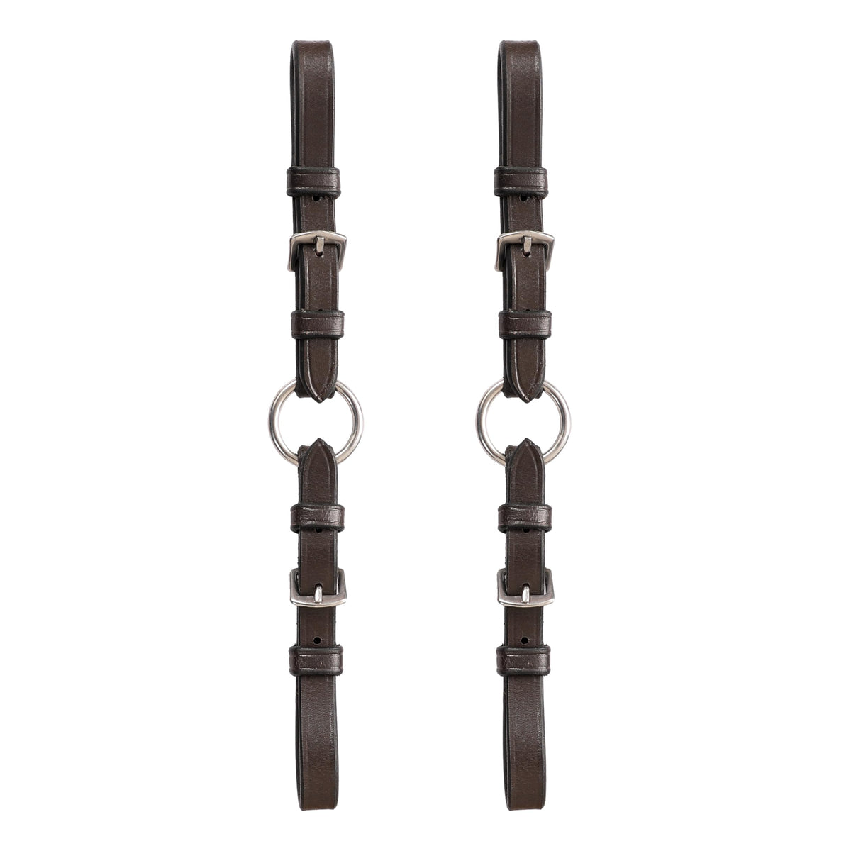 Exion Adjustable Pelham Bit Converter for Horse Bridle – Leather Single Rein Rounding Strap with Double Buckles – English Tack for Jumping & Training – Stainless Steel Hardware – Black & Brown