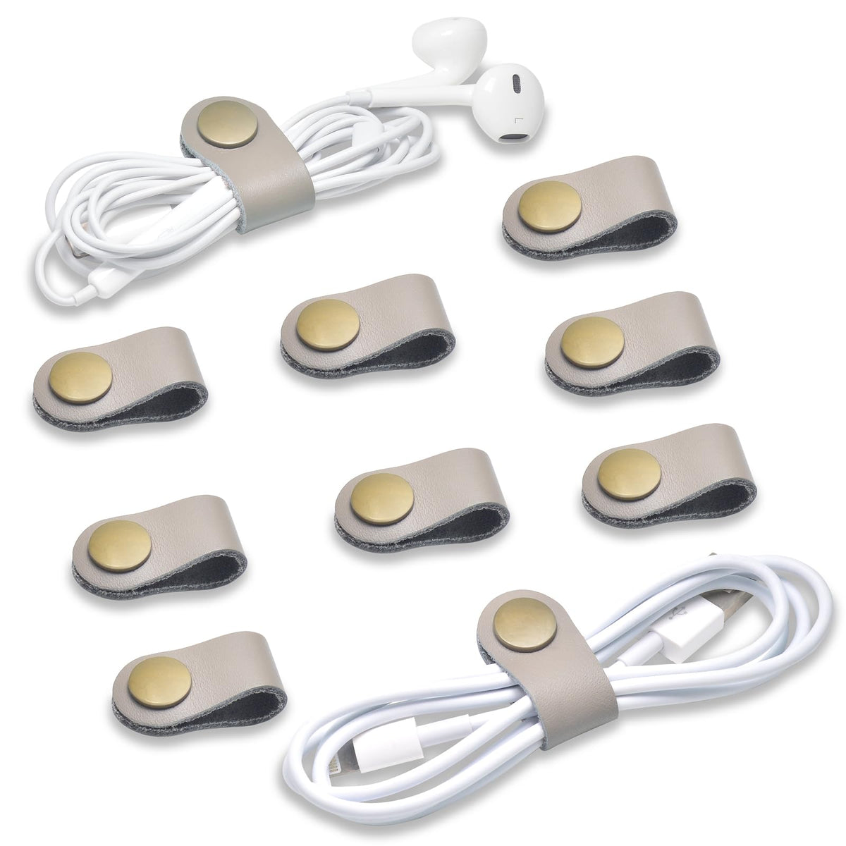 CAILLU Cord Organizer,Cord Keeper,Cable Organizer USB Holder,Cable Management,Cable Straps,Earbud case,wrap Headset Winder,Phone Earphone Clips Ties (gray Cord Organizer)
