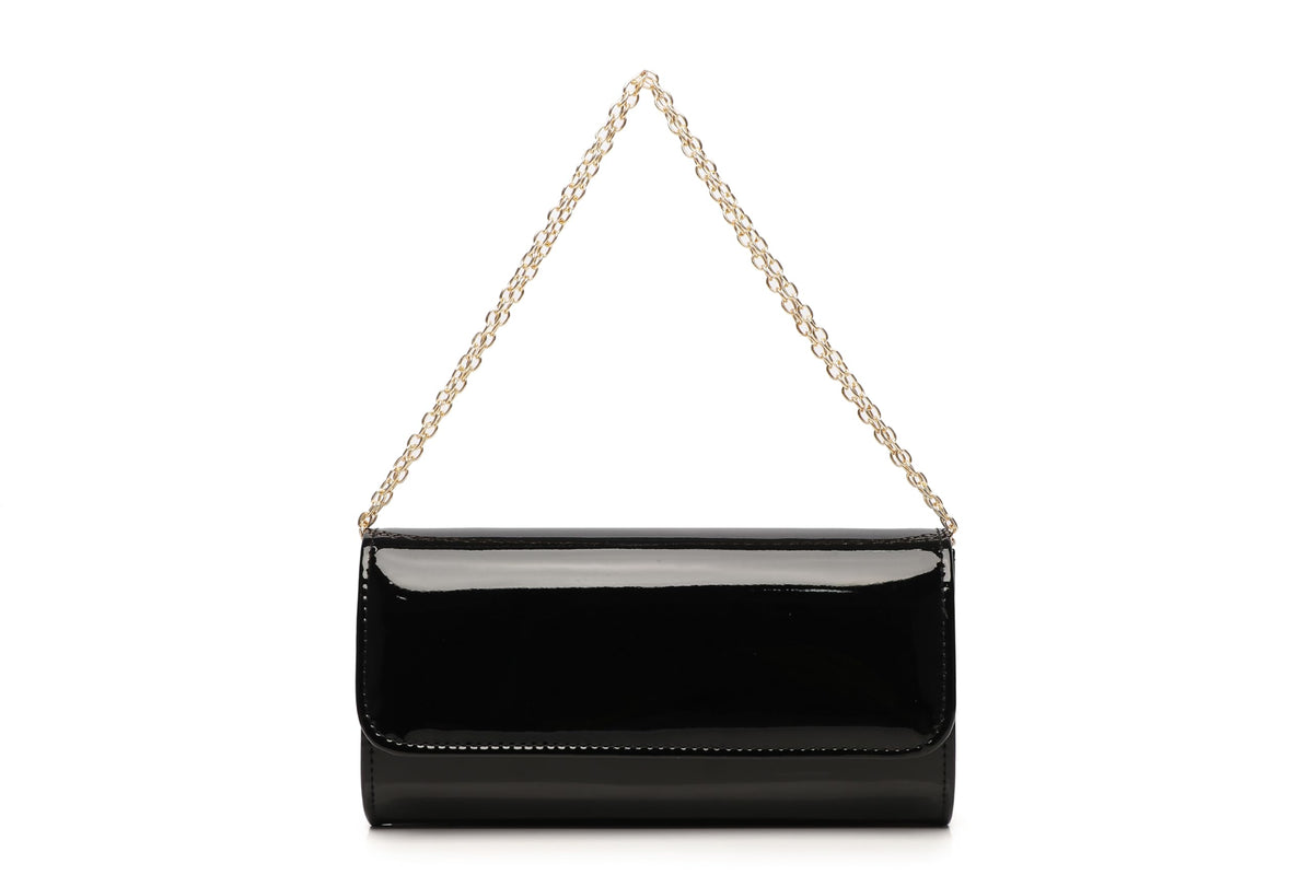 MUDUO Women Patent Leather Wallets Fashion Clutch Purses Evening Bag Many colors Handbag (18Black)