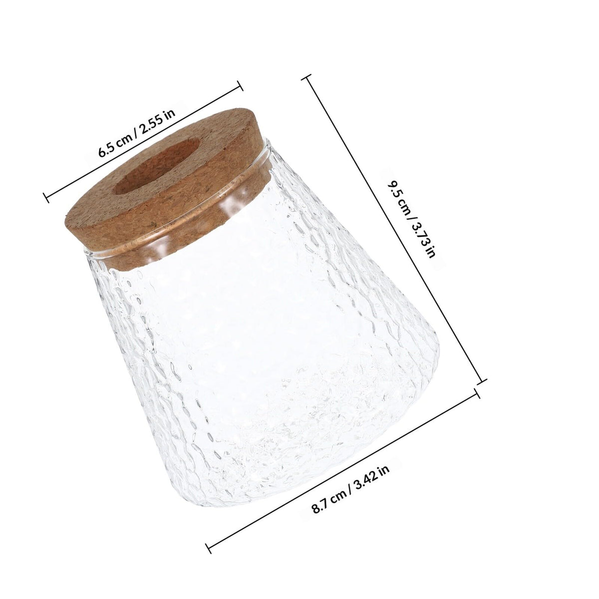DECORNIJIA 3pcs Glass Hydroponic Plant Propagation Vases with Smooth, Hammered Vertical Textured Volcanic Cork Stoppers for Desktop Terrarium and Indoor Plant Decoration