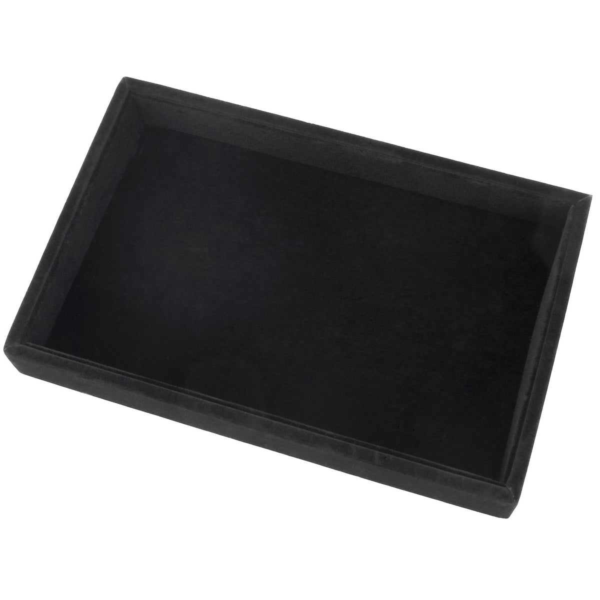 Mornajina 2 Pcs 9" x 5.7" Velvet Jewelry Tray Jewelry Display Tray, Stackable Empty Plate Trays for Earrings Necklaces Bracelet Rings Display Showcase - Black