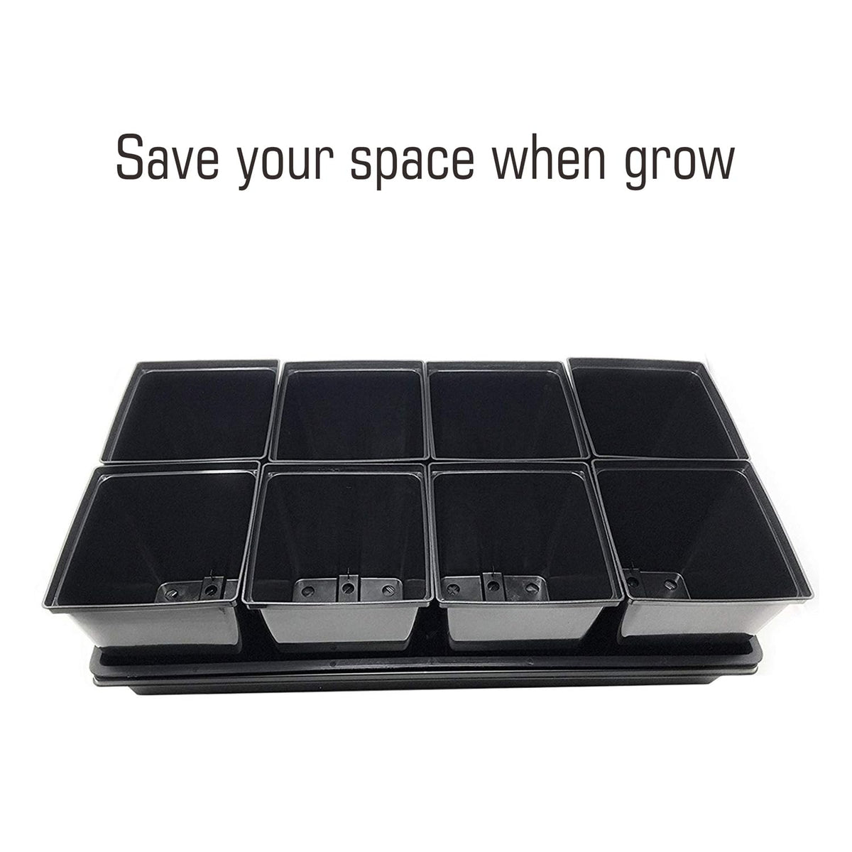 TopoGrow 1/2 Gallon Square Nursery Pots 24PCS Black Thick Durable Plastic Flower Pots with Drainage Holes, Reusable Seedling propogation Starter Pots for Indoor Plants, Transplanting, Succulents