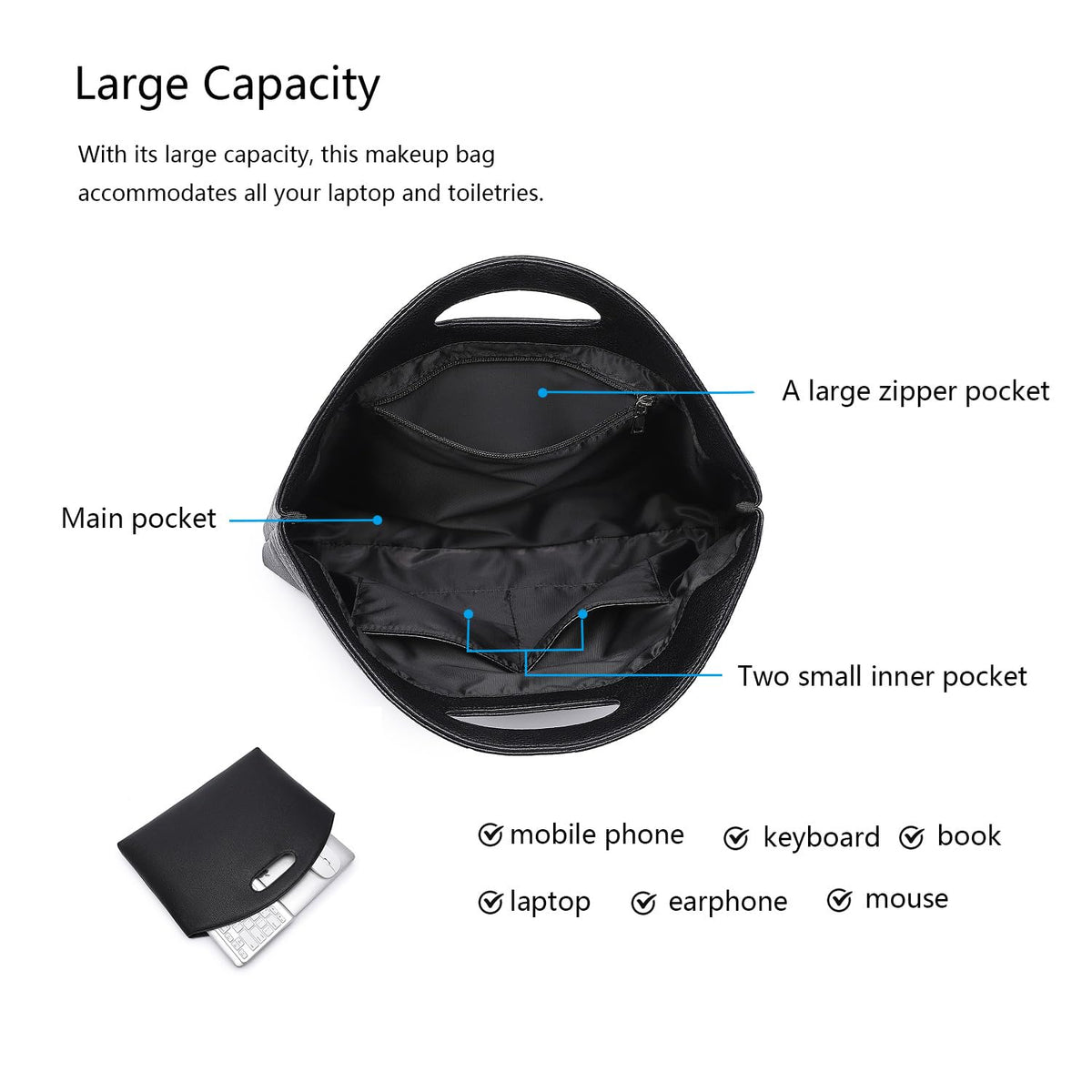 Women’s Laptop Tote Bag for Work PU Leather Office Briefcase Fits 14 Inch Laptop A4 Documents and Daily Essentials