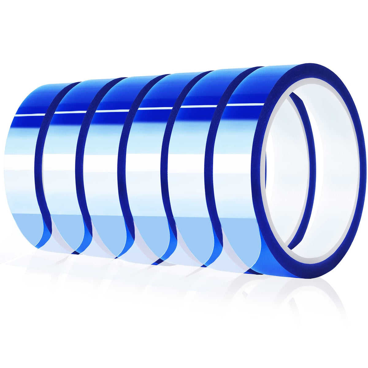 MEBMIK 6 Rolls 20mm x33m(108ft) Blue Heat Tape High Temperature Heat Resistant Tape Heat Transfer Tape for Heat Sublimation Press Vinyl,No Residue