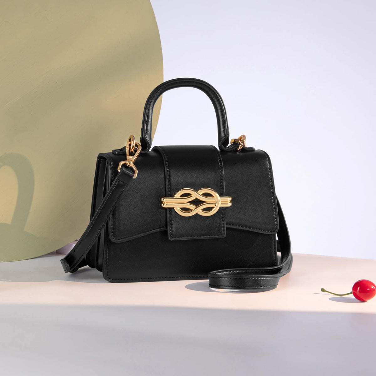 Milan Chiva Small Top Handle Purses for Women Mini Satchel Crossbody Bag Elegant Trendy Square Bag Designer Handbag MC-415BK