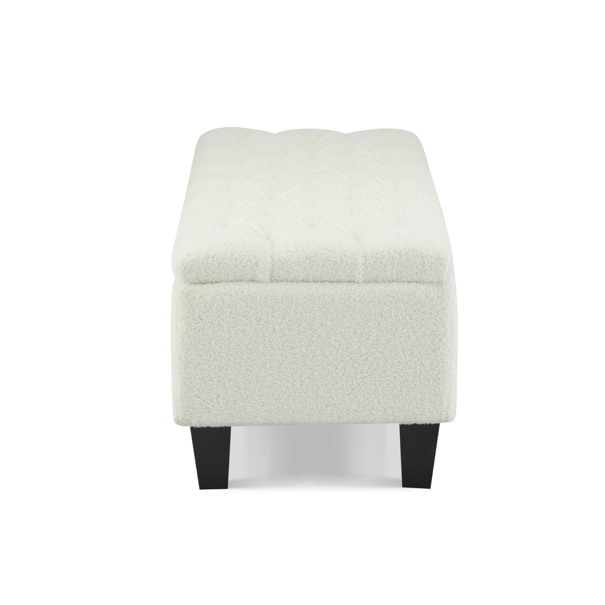 Christopher Knight Home Ottilie Boucle Fabric Storage Ottoman Bench, Wooden Rectangular Ottoman with Storage, Bedroom End of Bed Foot Stool, Entryway Ottoman Footrest, Living Room Extra Seat, White
