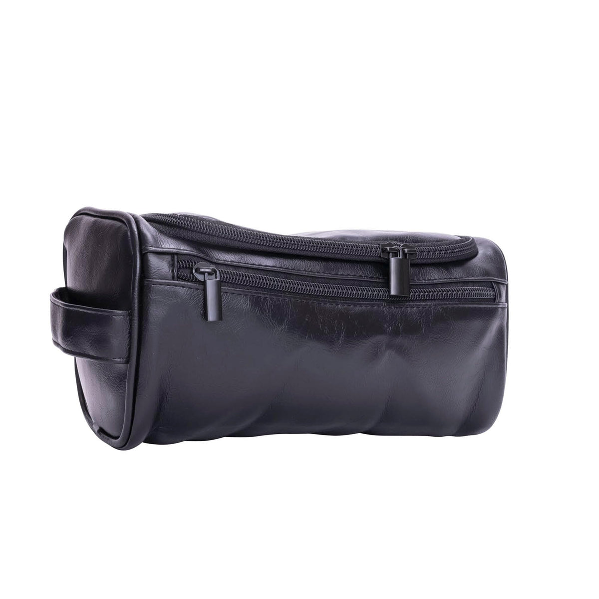 Mad Man Men's Travel Dopp Kit Black Faux Leather Toiletry Bag with Multiple Pockets - Water-Resistant Shaving & Grooming Organizer - (10" x 5.5" x 6")