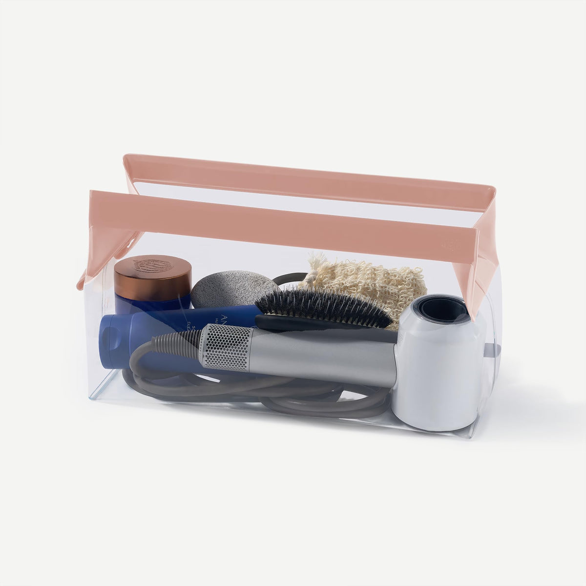 Cadence Parcel - Clear Kit with Magnetic Closure - Durable and Leak-Resistant Travel Toiletry Kit - Modular Design - Hygiene Bag for Travel Essentials - 4 Qt - Rose