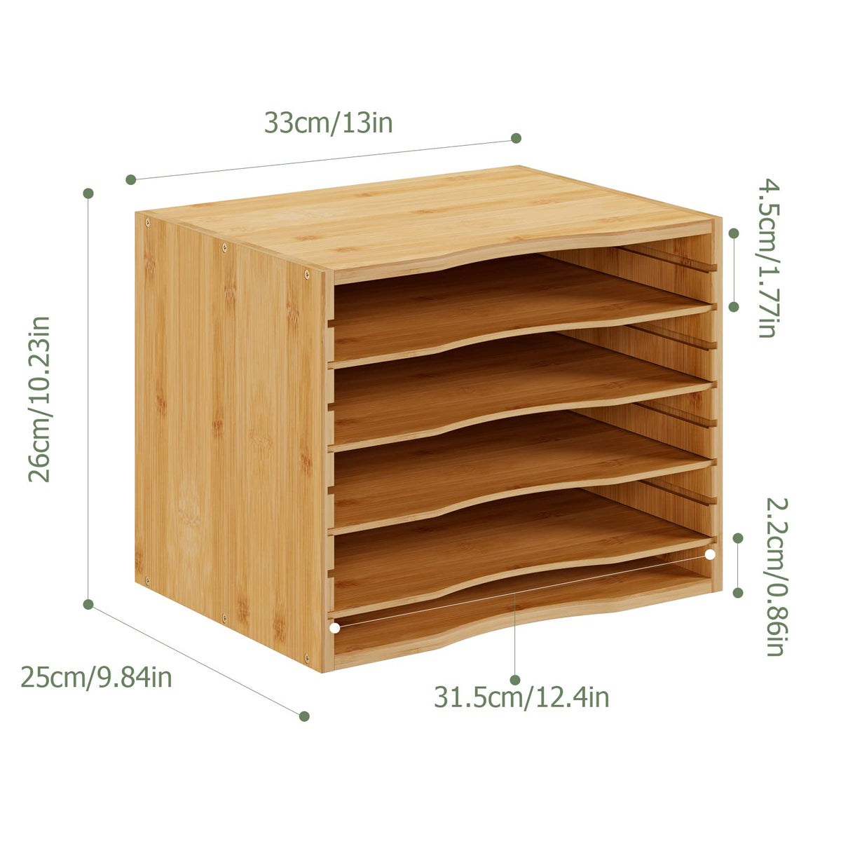 Bamjoy Bamboo 5 Tier Desktop Organizer, Paper Organizer Mail Sorter, File Holder Letter Document Storage with Adjustable Shelves for School Home Office, Natural
