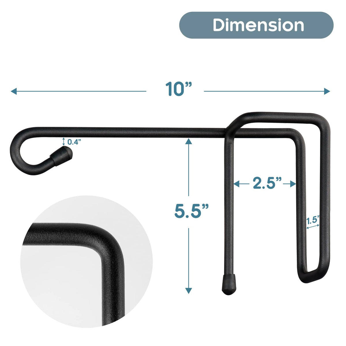 Vinazone Vinyl Fence Hooks for Hanging, Heavy Duty Patio Hangers, Outdoor Fence Hangers for Hanging Flower Baskets, Wind Chimes, Planters, Bird Feeders, Lights, Lanterns - 4 Pack - Black Color