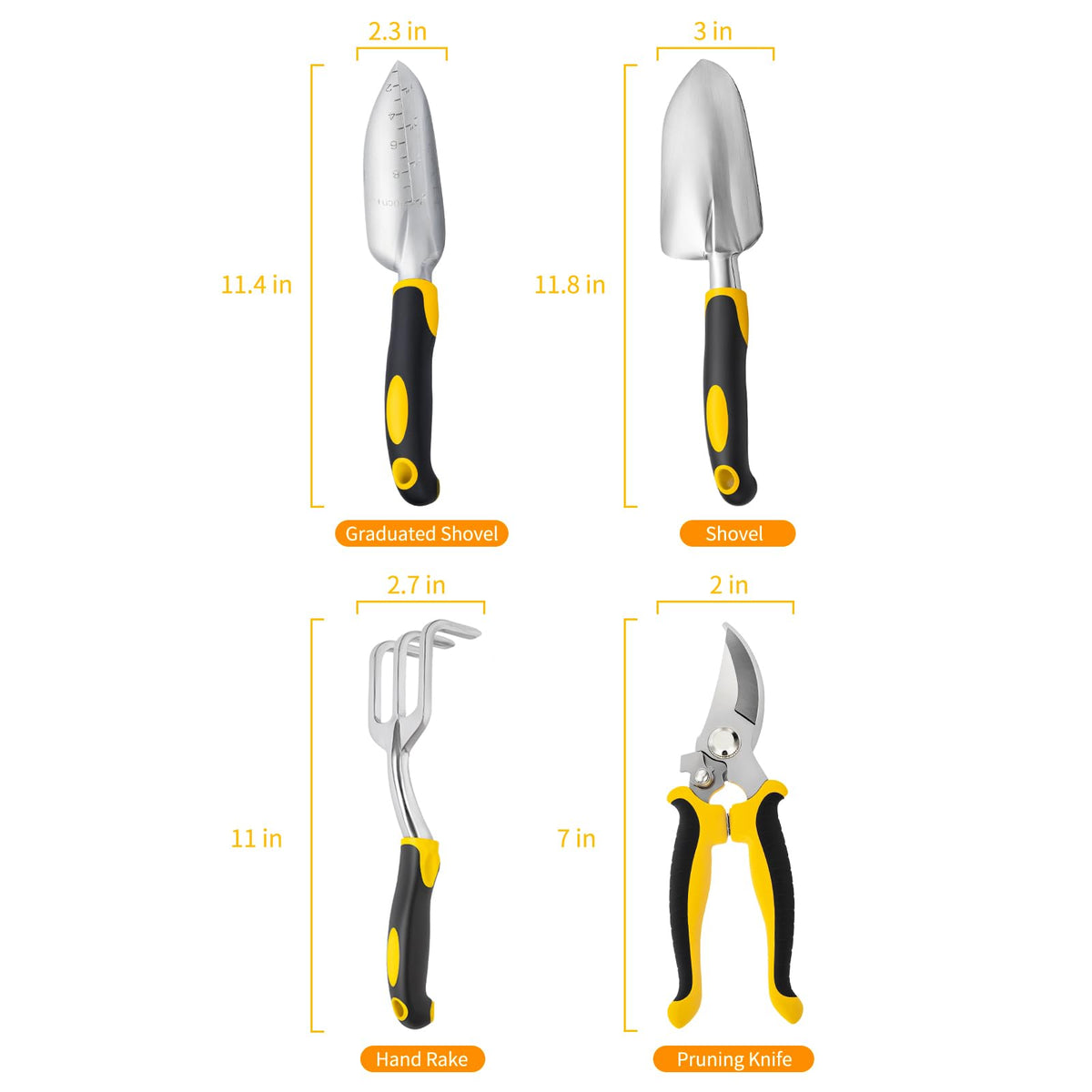 FrutPunch Garden Tool Set 4-Piece,Heavy Duty Aluminum Gardening Tools,Rust-Proof Gardening Hand Tools,with Non-Slip Ergonomic Handle,The Ideal Gift for Garden Enthusiasts.
