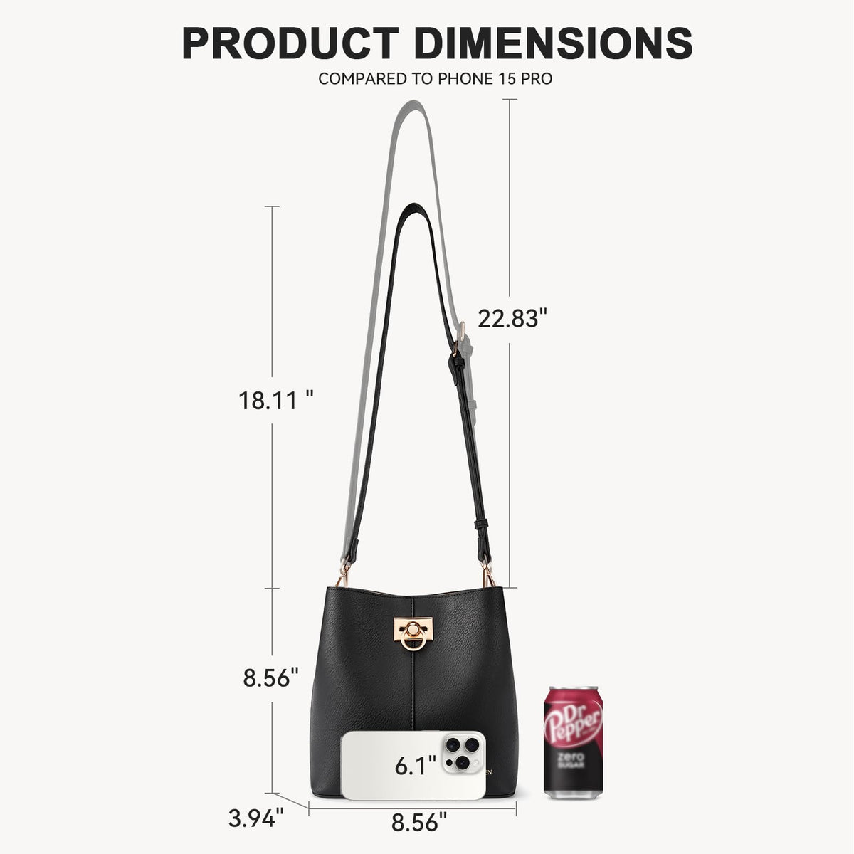 BOSTANTEN Crossbody Bucket Shoulder Bags for Women Vegan Leather Purse Cross Body Handbag Multiple Pockets Black
