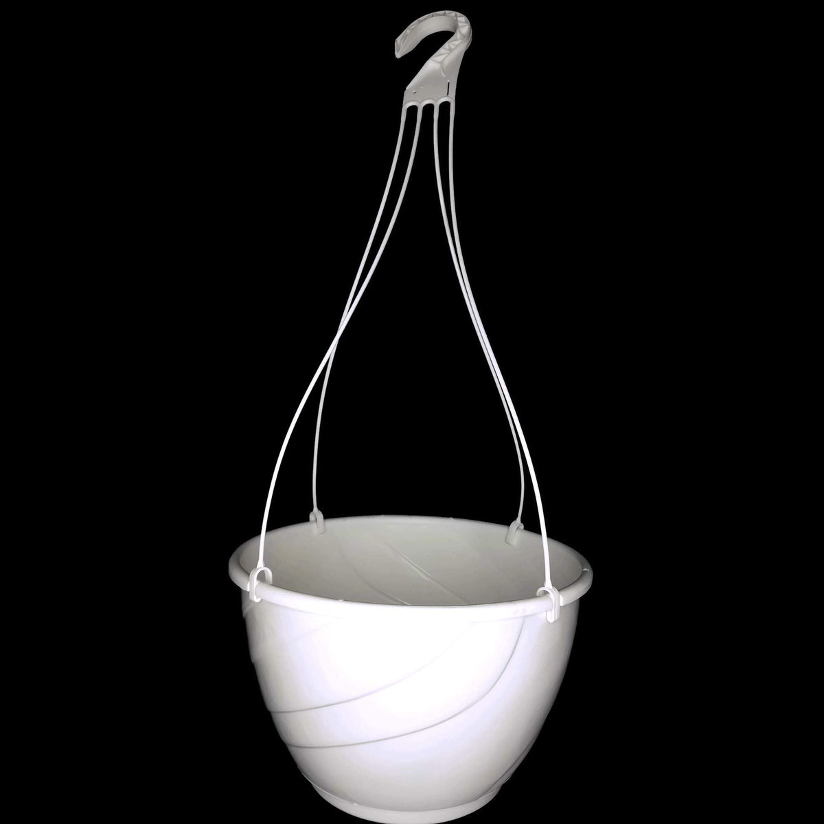 12" Diameter White Plastic Deco Swirl Hanging Basket by Landmark Plastics (5)