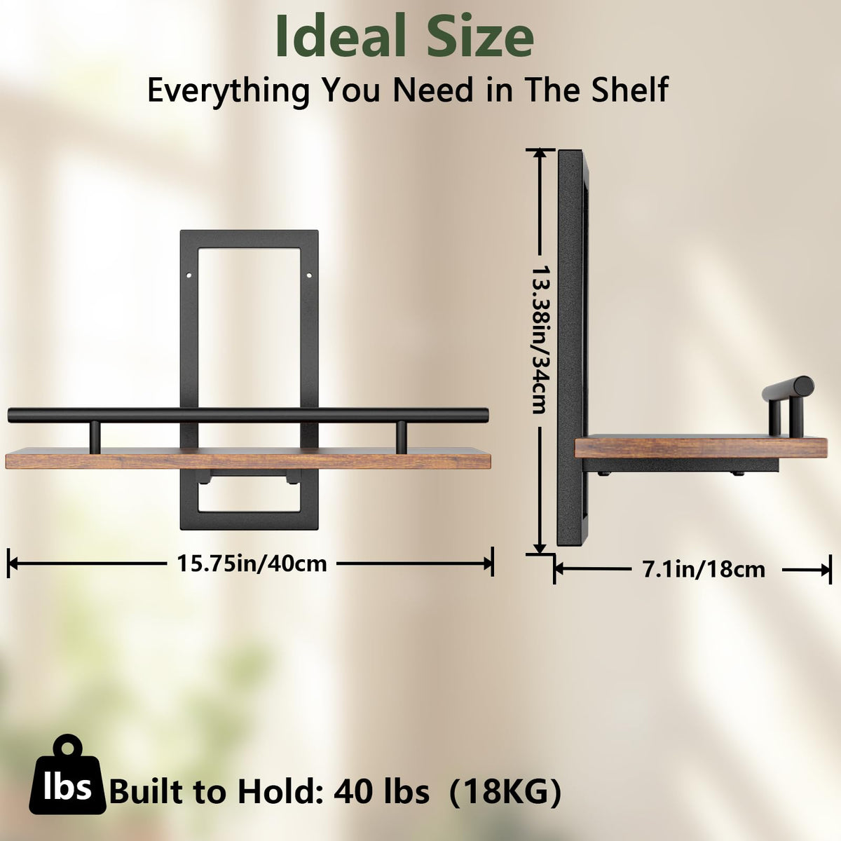 Sbosbo Floating Shelves for Wall, Plant Shelf Indoor, Wall Planters for Indoor Floating Plant Shelves for Bedroom, Living Room, Kitchen, Office, Bathroom Decor (2 Pack) (Black 02, 2)