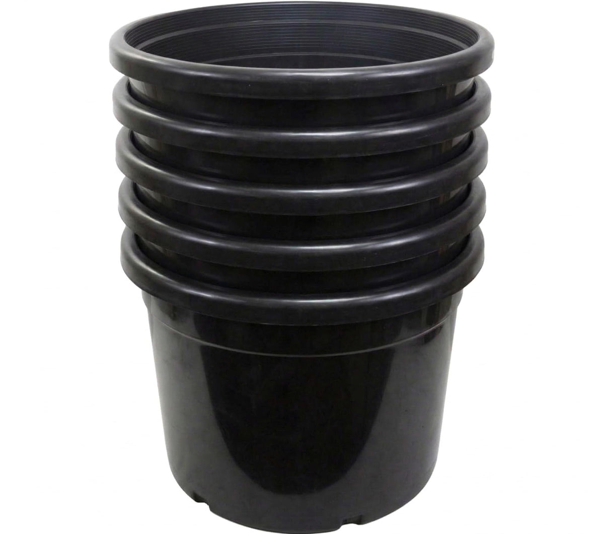 Green Oasis Premium 25 Gallon Nursery Pots (5 Pack) - Heavy Duty Injection Molded Black Plastic Planter Containers with Drainage Slots - 25" x 18.5" for Trees & Large Plants - Professional Grade