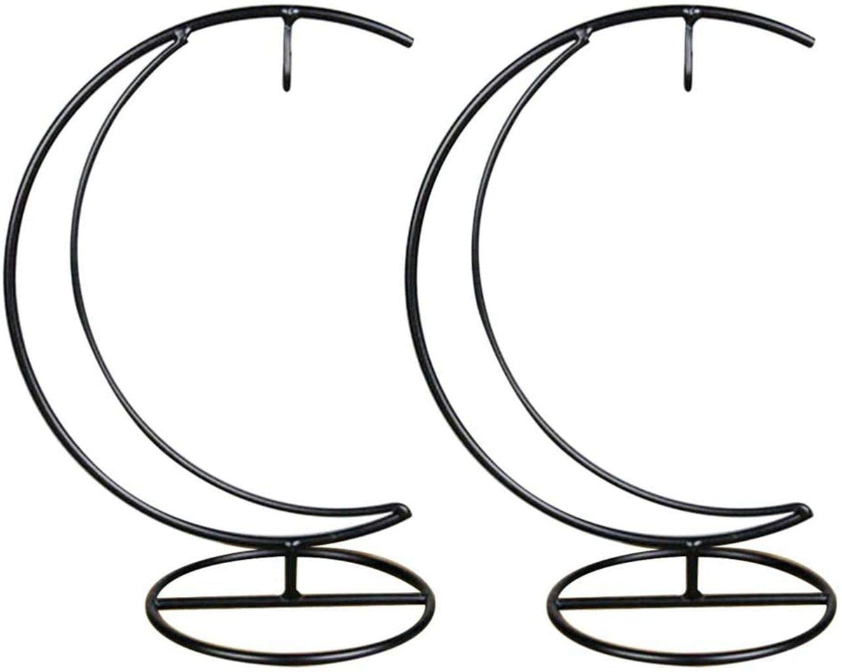 WAJJ Ornament Display Stand, 2 Pack Iron Hanging Stand Rack Holder for Hanging Glass Globe Air Plant Terrarium, Witch Ball and Home Wedding Decoration (Moon)