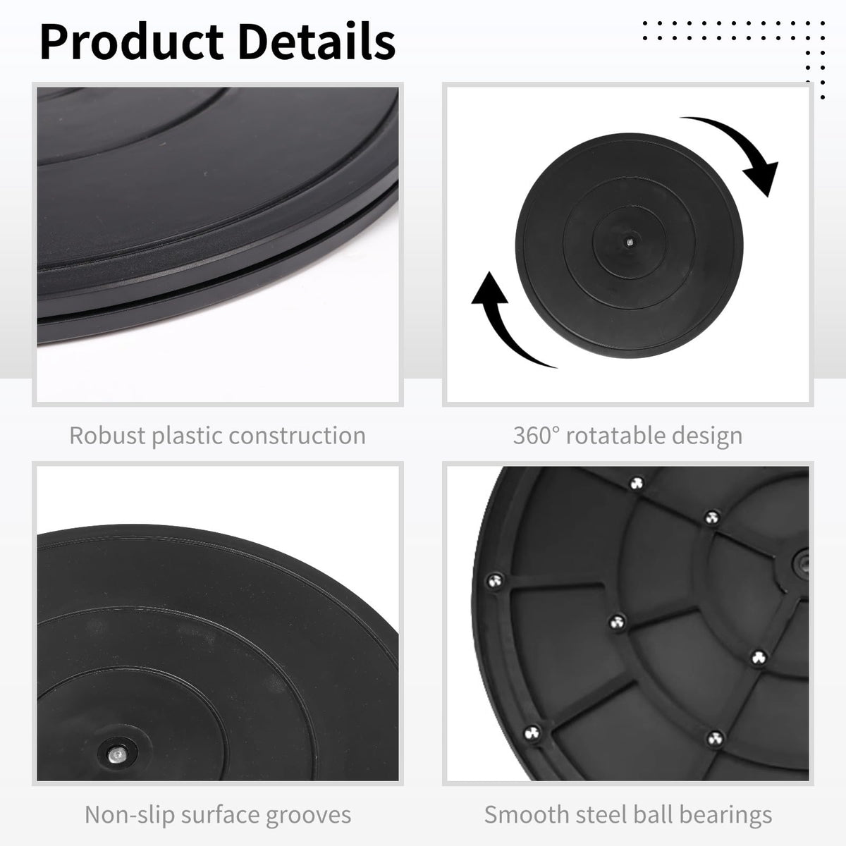 Sacolin Swivel Bases, Plastic Heavy Duty, 16 Turntable, Rotating 2 Pcs Lazy Susans, Steel Ball Bearings with Stands, Arts for Double-Sided Rotating Flat Stands, Monitor, Crafts, Tv