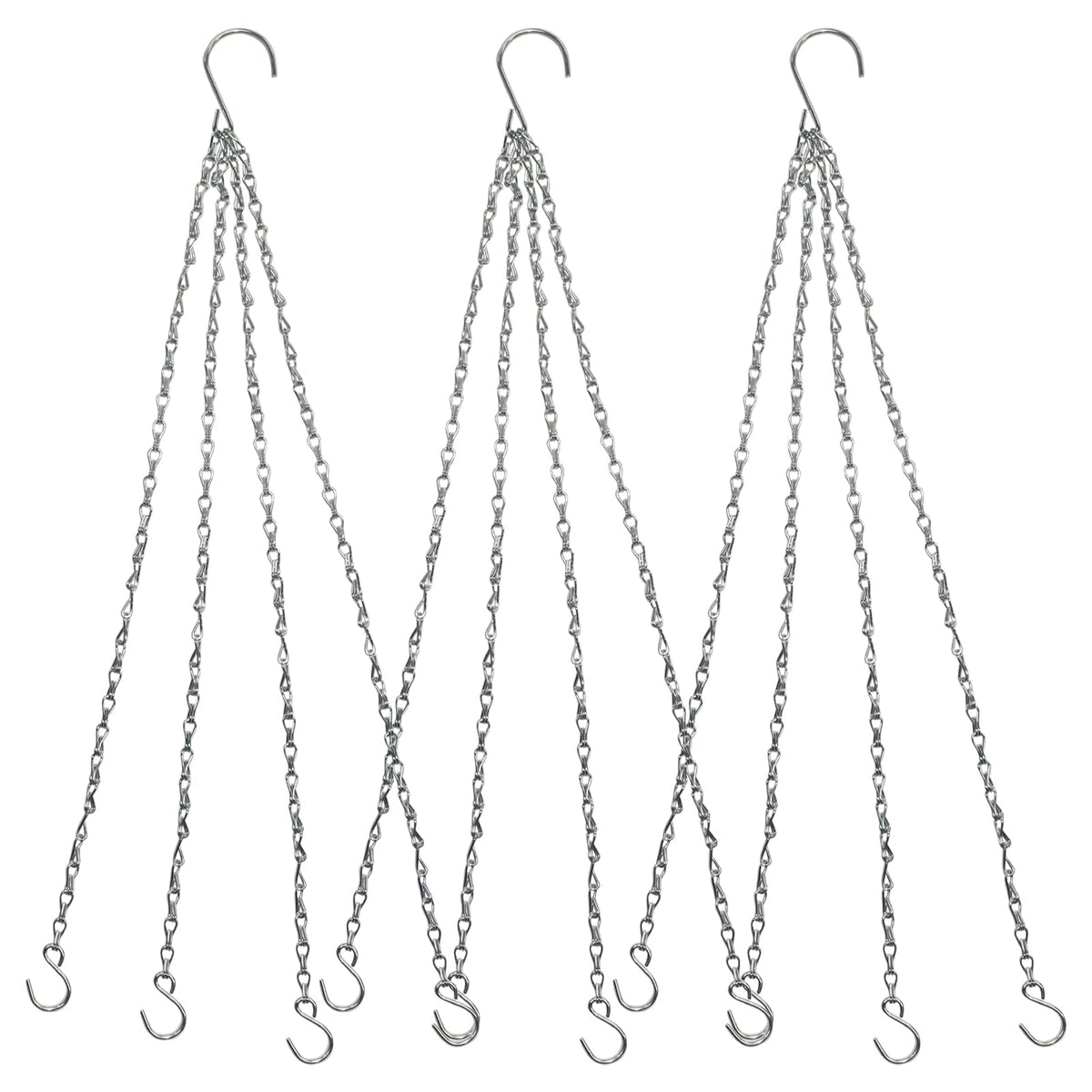 Zorfeter 3 Pack Silver Hanging Chains, Replacement Hooks Flower Pot Chains Plant Hangers, 23 Inch Hangers for Planters/Bird Feeders and Lanterns