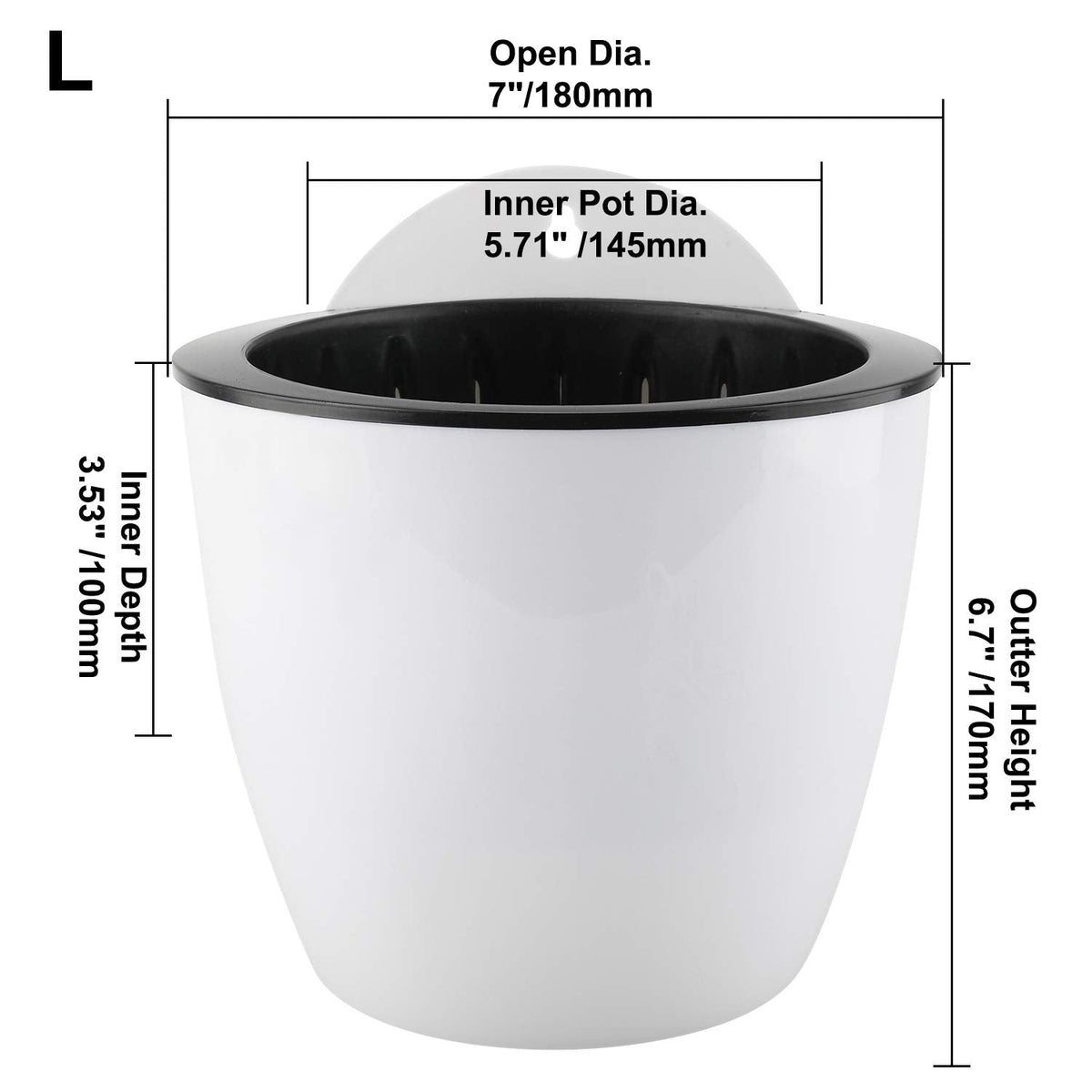Homend 7 Pack Self Watering Hanging Planters, L Size, Suitable for Indoor or Outdoor Use, Durable and Great for Gifting