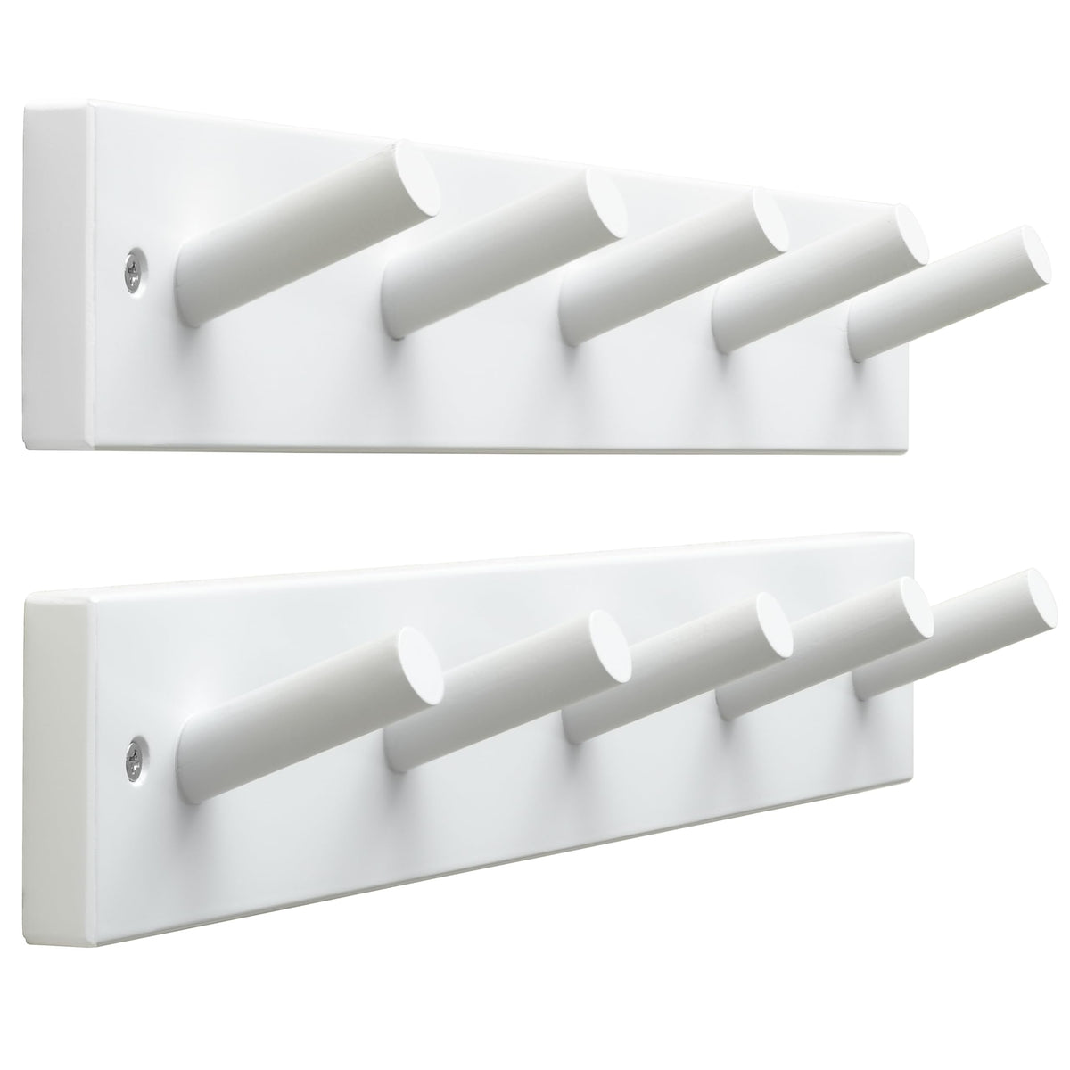 SKOLOO Wooden Wall Mounted Coat Rack,16'' Hole to Hole, 5 Pegs Bamboo Wall Hook for Hanging Clothes Robes Towels Hats,White