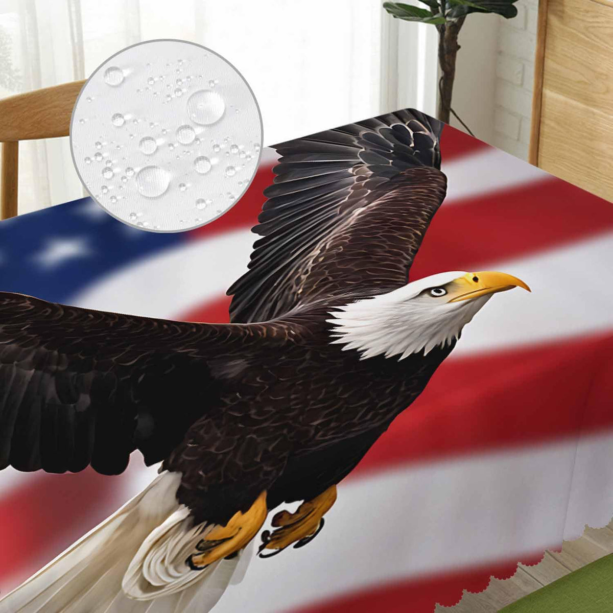 Beabes Tablecloth Bald Eagle 52 X 70 Inch, American Flag Bald Eagle Oblong Table Cloths Anti-Shrink Decorative Table Cover for Kitchen Dinning Tabletop Outdoor Picnic BBQ