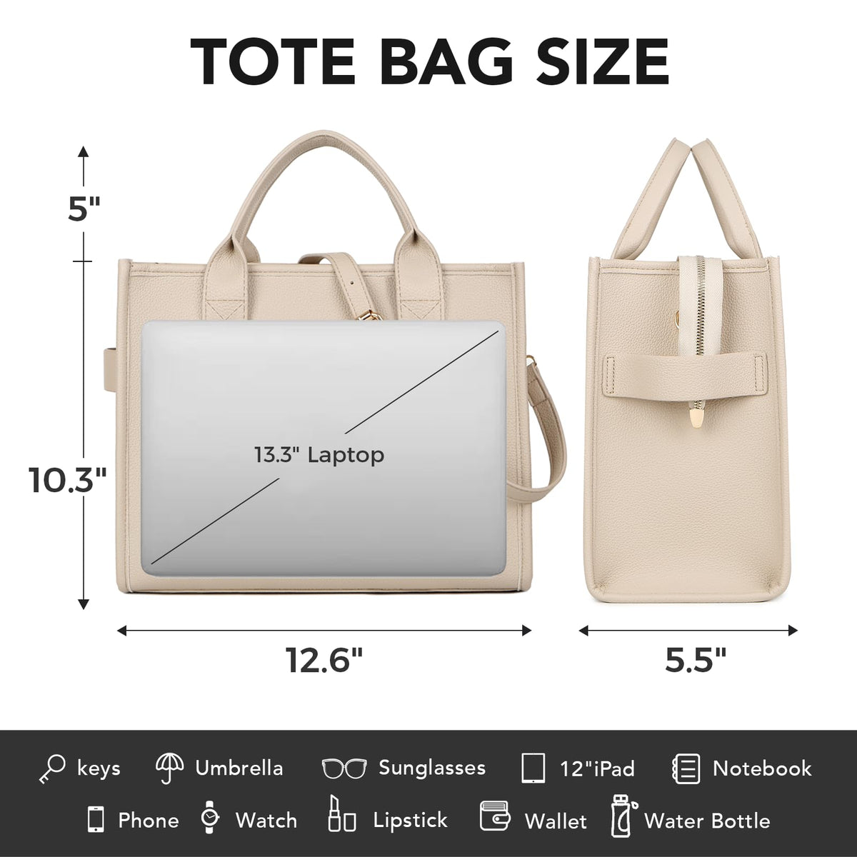 INNOIO Tote Bag for Women, Pu Leather Work Handbags Purses with Top Handle, Letter Print Weekender Hobo bag Bags for Teacher/Nurse (Brown)