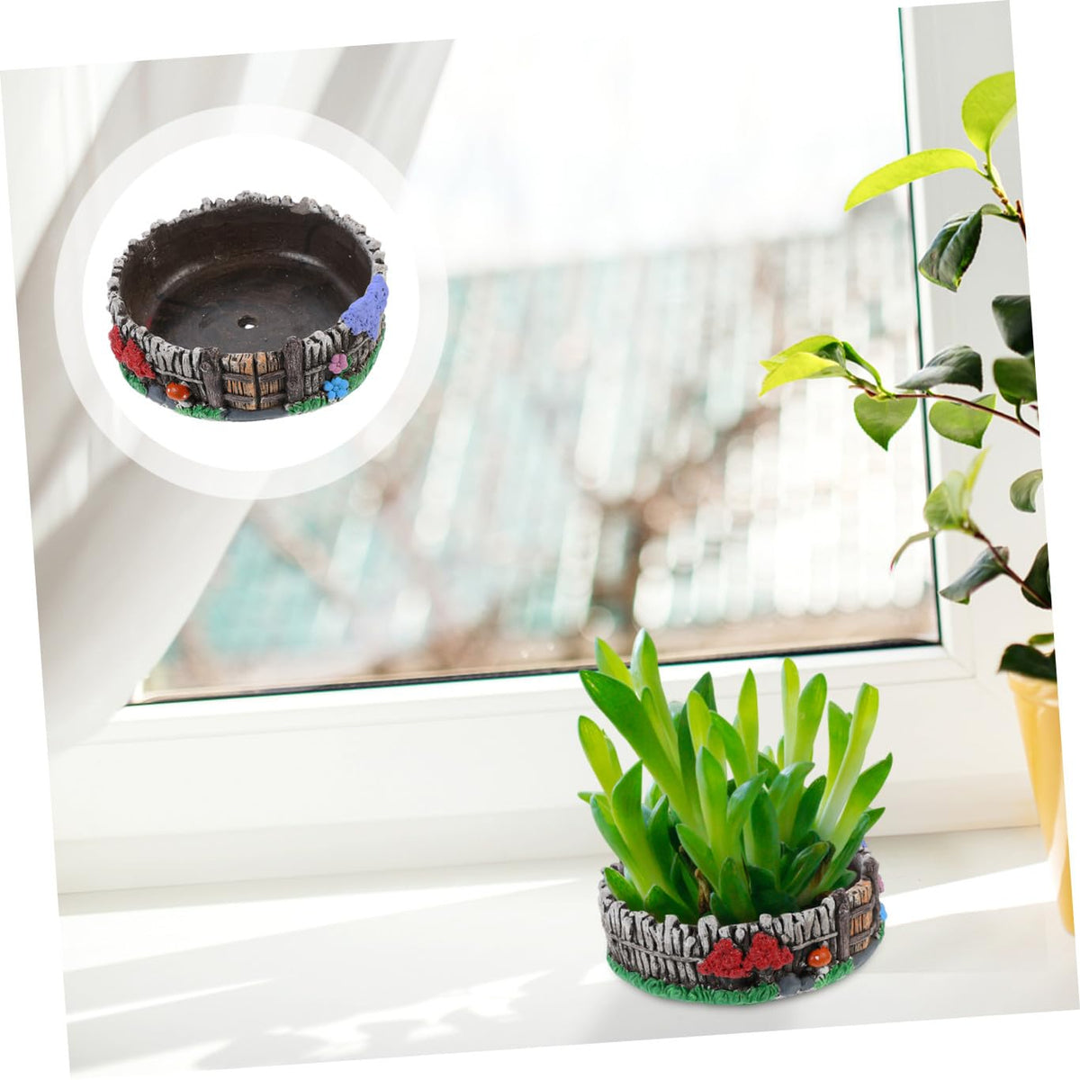 YARNOW 1pc Creative Flower Pot Stylish Cement Plant Container for Home and Garden Decor for Indoor and Outdoor Use for and Greenery Display