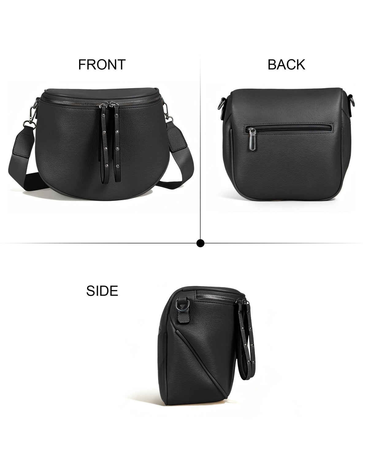 CHERUBEL Crossbody Bags for Women, Large Vegan Leather Trendy Bum Bag (Black)