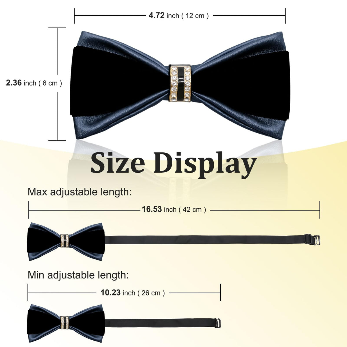 LHXzizizi Sequin Velvet Bow Tie for Men, Leather Two-tone Mens Bow Tie Adjustable Pre-Tied Bowtie Men for Wedding Party Prom (Black Blue)