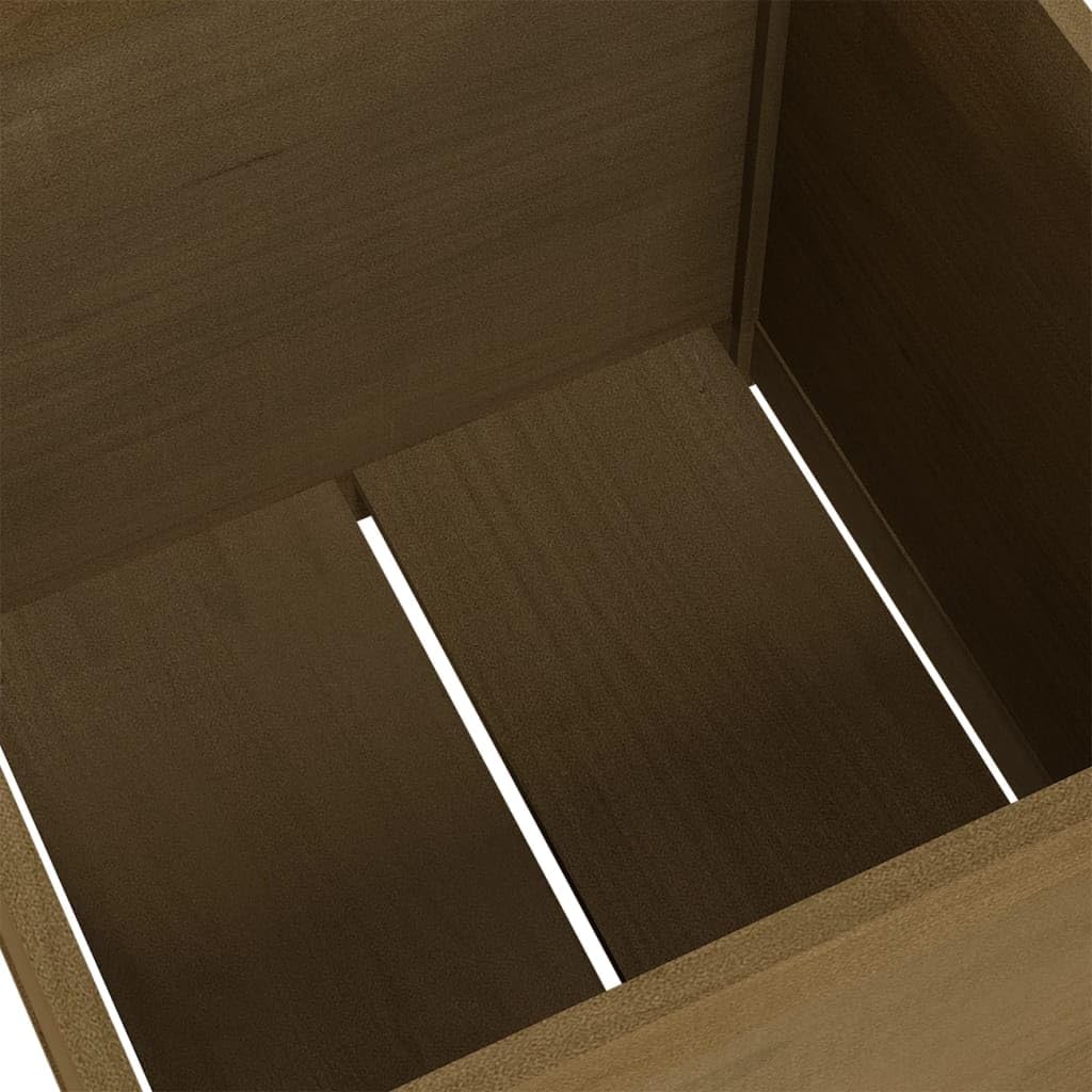 Owoxanthellate 23.6"x23.6" Square Honey-Brown Large Planter, Solid Pine Wood Outdoor Garden Box for Flowers Veggies Herbs on Patio Balcony Backyard