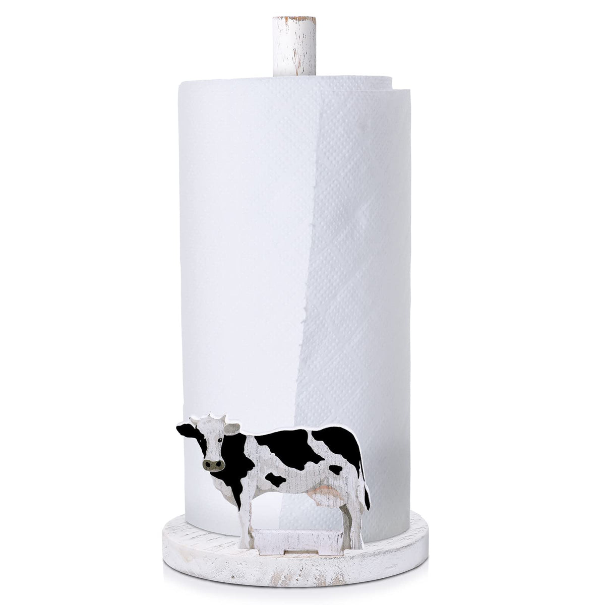 Yetene Cow Paper Towel Holder Cow Kitchen Decor Wooden Farmhouse Paper Towel Holder Countertop Kitchen Accessories Farm Rustic Home Bathroom Living Room Table Decor Gifts