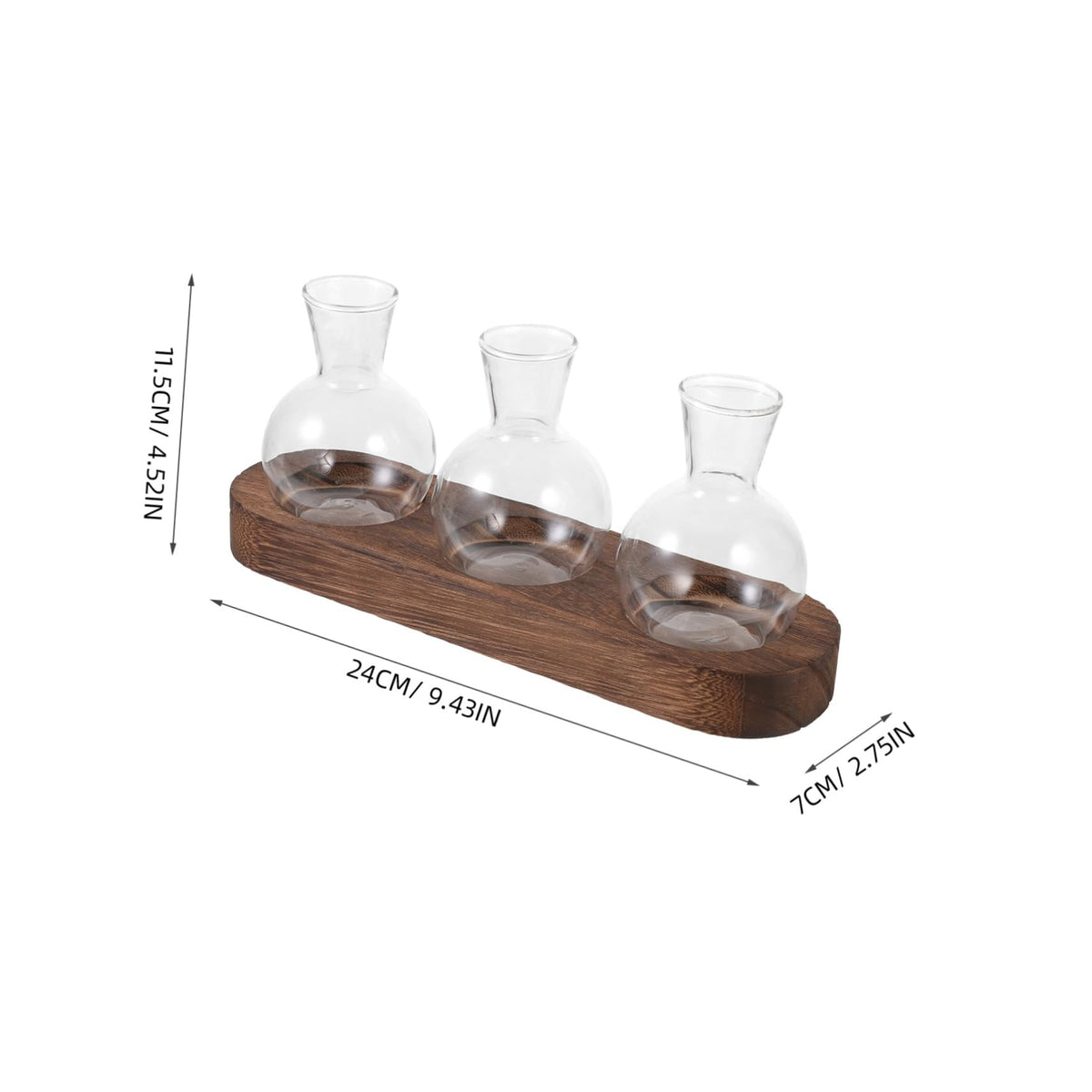 FONDOTIN Hydroponic Glass Vase with Wooden Base for Home and Office Decoration Plant Arrangement Container Stylish Desktop Terrarium for Greenery