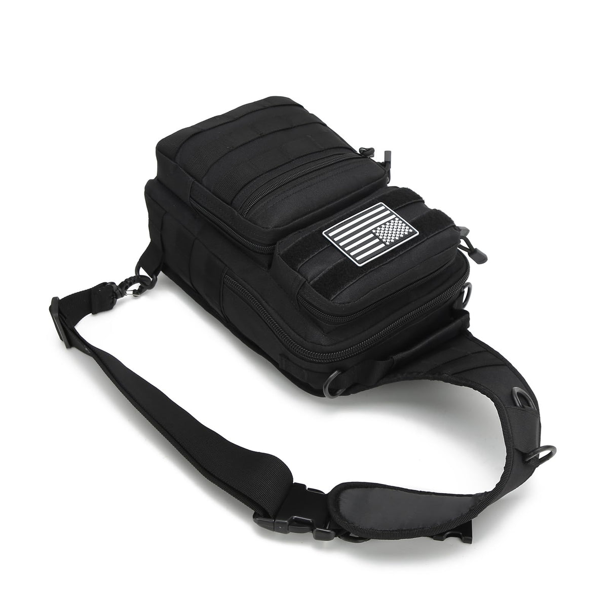 aYrap Tactical Sling Bag for men, Shoulder Backpack Molle Assault Range Bags Chest Pack Day Pack Crossbody Bag (Black)