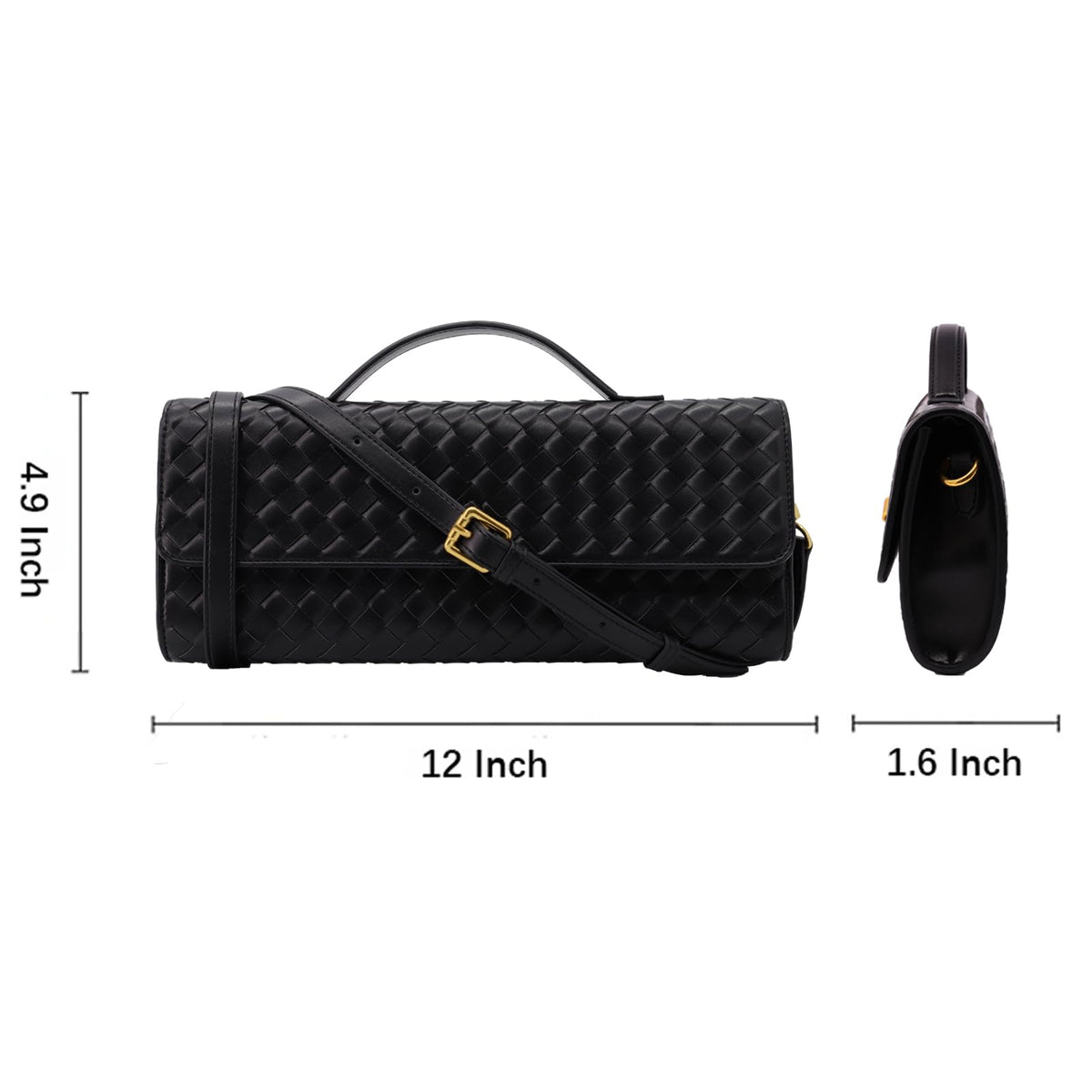 Hoochie Masa Woven Clutch Purse for Women Designer Shoulder Handbag Leather Crossbody Evening Bag with Detachable Chain (Gold)