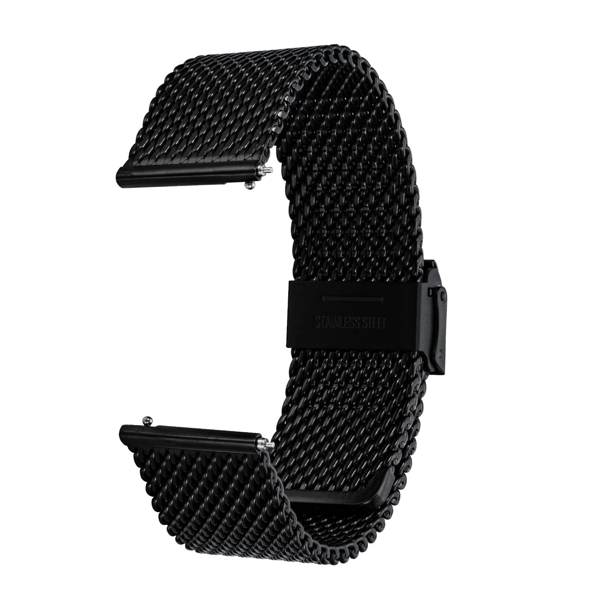 BERNY Stainless Steel Mesh Watch Band for Mens Women Quick Release Adjustable Watch Straps Thick Heavy Duty Metal Bracelet with Safty Clasp Black 24mm