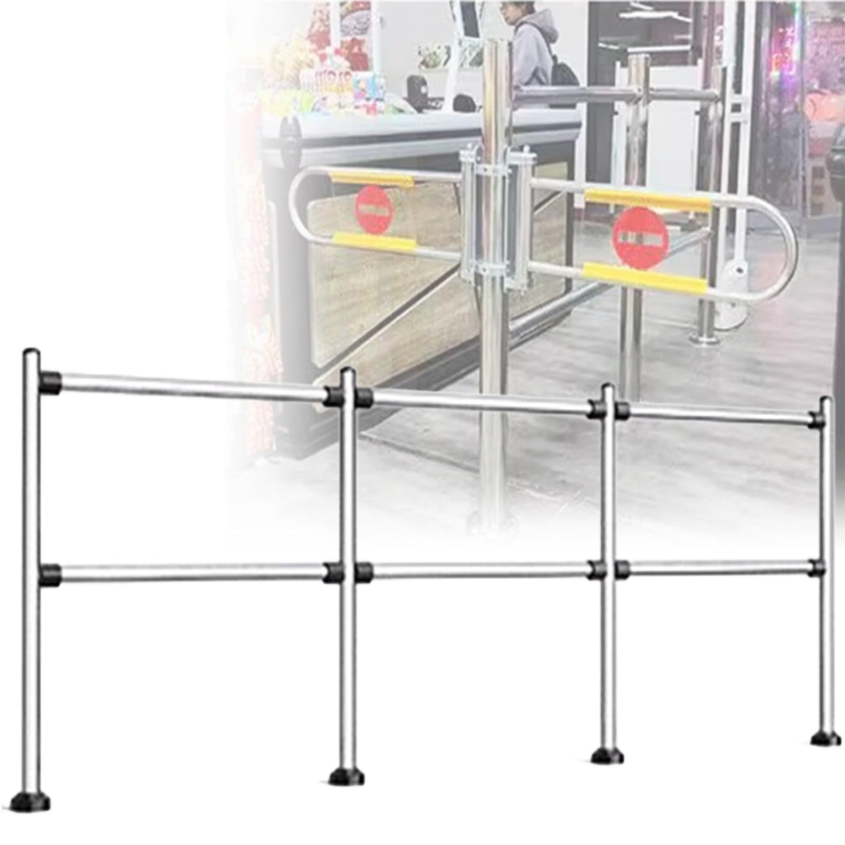 JIIPOREGJ Stainless Steel Supermarket Cashier Counter Safety Gatespring-Loaded Automatic Swing Door for Librarysmall 1-Way Pedestrian Access.Silver-300X100Cmx6.3Cm