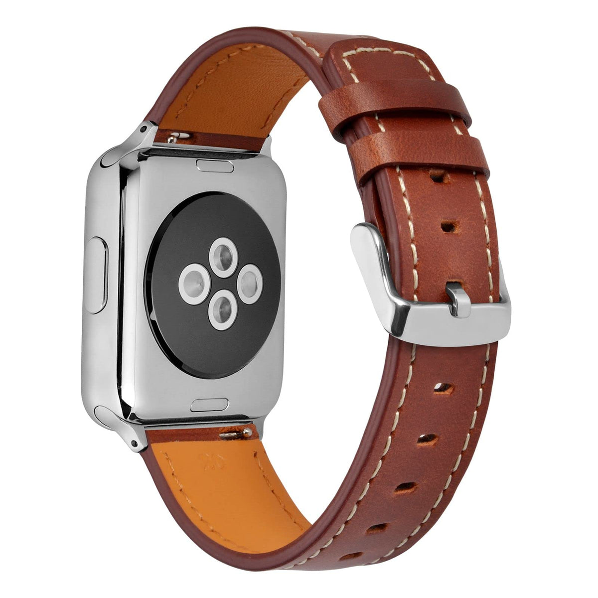 ANNEFIT 21mm Watch Band, Quick Release Genuine Leather Replacement Strap (Red Brown)