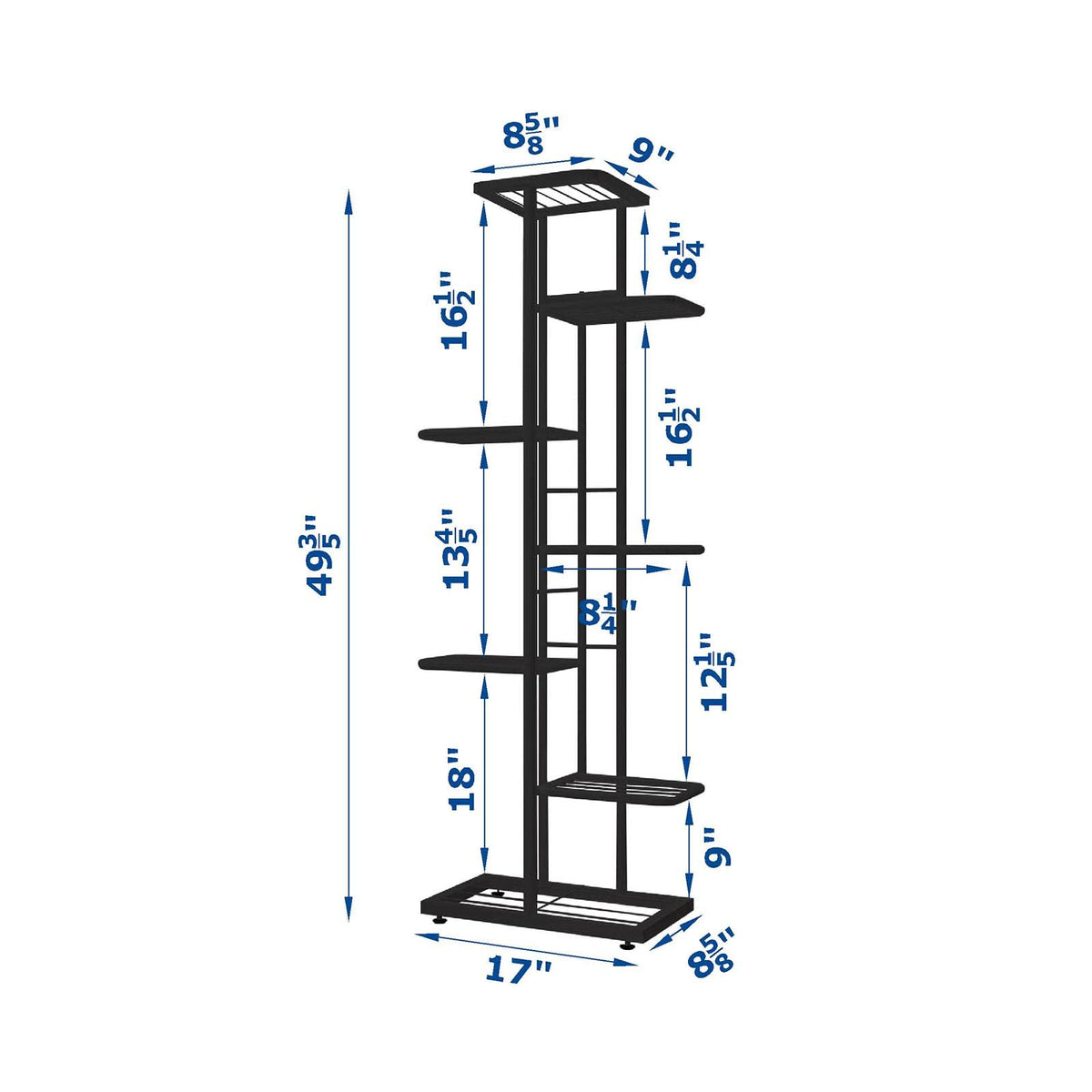 MTB Garden 7 Tier Metal Plant Stand for Indoor Outdoor Flower Pot Display Planter Shelf, Charcoal Grey