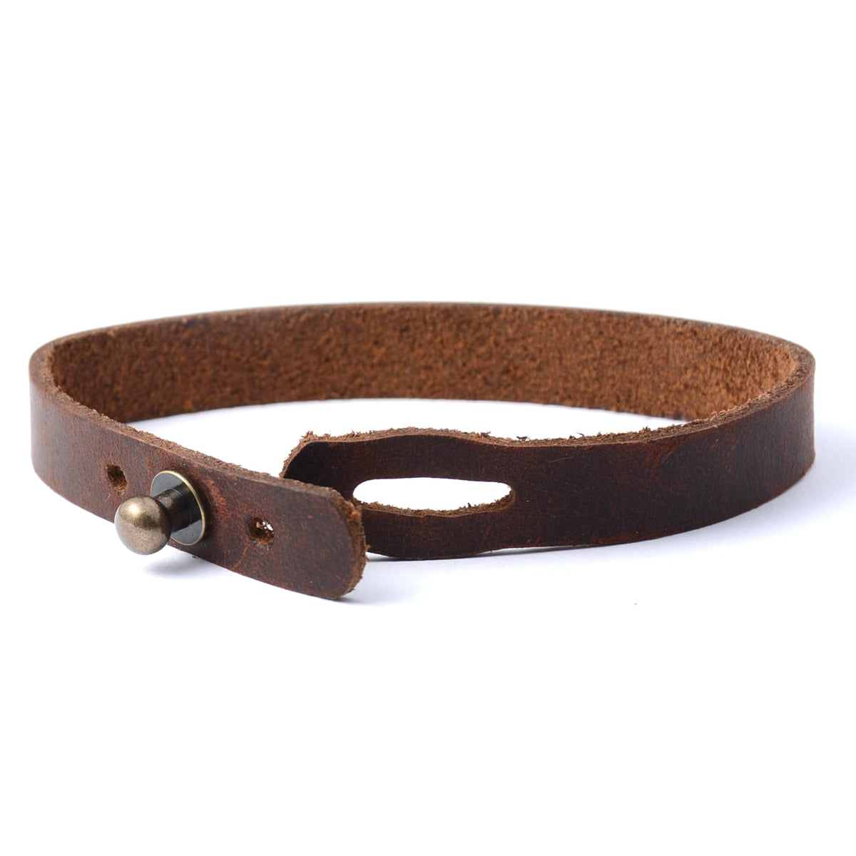 2 Pack Leather Bracelets for Men - Crazy Horse Leather Cuff, Handmade Adjustable Bracelet Set with Solid Brass Screw Buckles, Gifts for Him (Dark Brown/Light Brown)