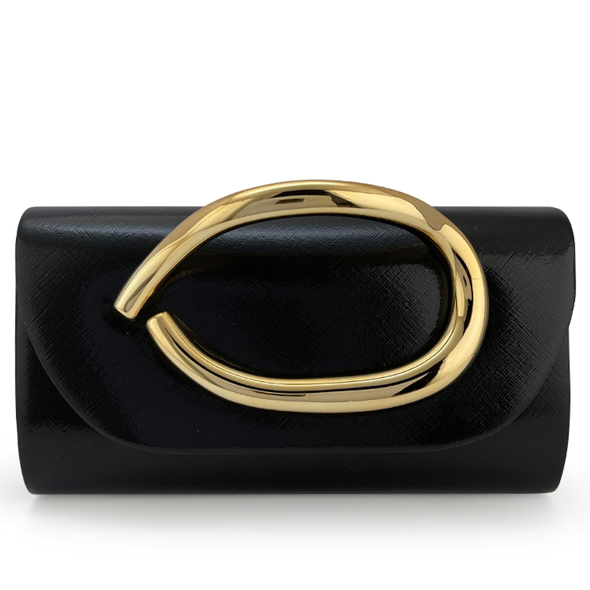 MYHOZEE Clutch Purses for Women Formal Black Clutch Vegan Leather Evening Bag Elegant Wedding Clutch Detachable Chain Handbag Trendy Gold Handle Purses