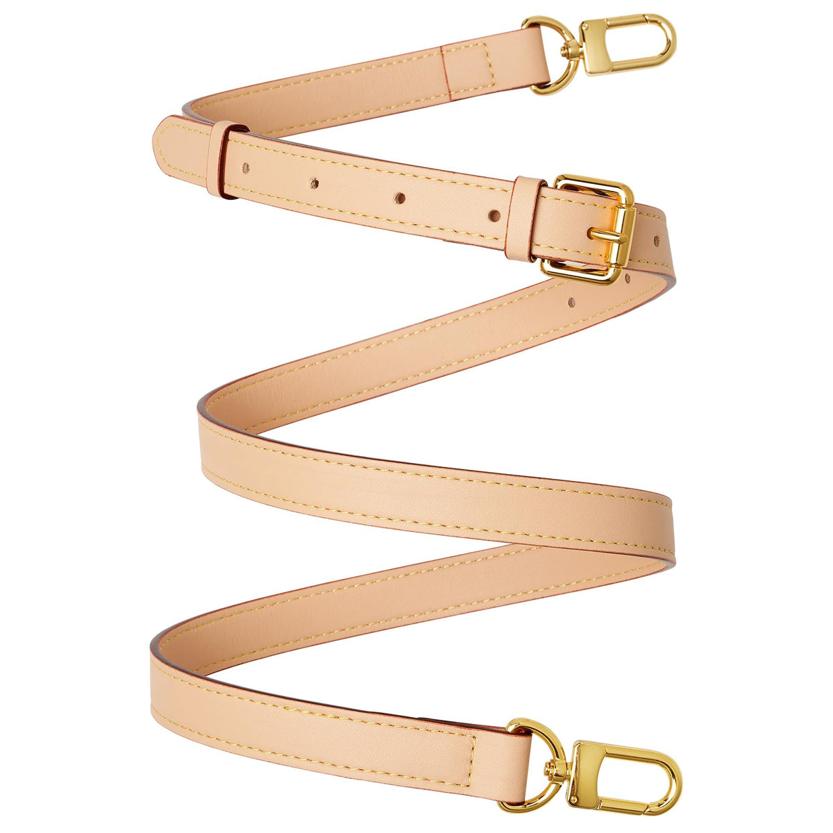 RICLVS Genuine Vachetta Leather Crossbody Strap Genuine Leather Adjustable Replacement Strap for Shoulder Bag Handbag Purse (Beige)