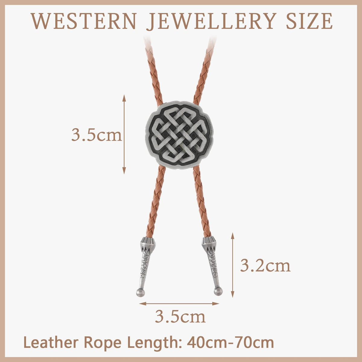 Ynlonghornb Cowboy Bolo Tie for Men and Women, Brown Leather Necktie, Native American Cowboy Accessories for Women (Silver Celtic Knot)