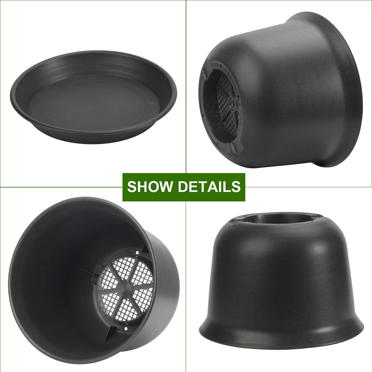 ZOUTOG 8 Inch Pots for Plants, Plastic Flower Planter, Large Plant Pot with Drainage Hole and Tray, Pack of 8, Plants not Included