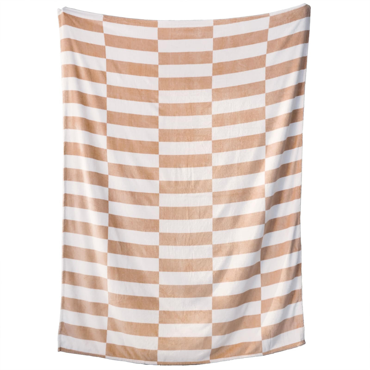 PLEVONITH Cozy Blankets for Women Gift - Striped Throw Blanket Checkered, Brown Warm Blankets for Winter, Twin Blanket 60x80 Inches