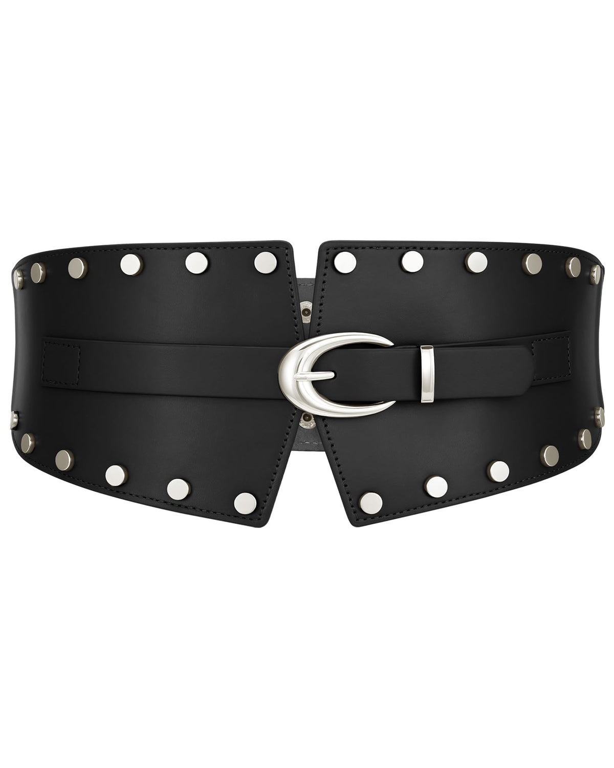 JKEEMI Women Wide Elastic Belt Studded Rivets Stylish Waist Cinch Belt for Dresses Coat