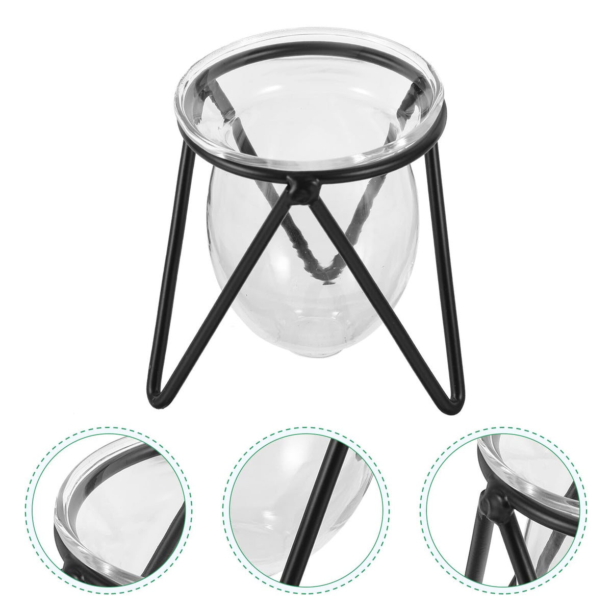 Ipetboom 6pcs Black Iron Art Hydroponic Glass Vases Small Terrarium Plant Holders for Home Decoration Desktop Water Containers