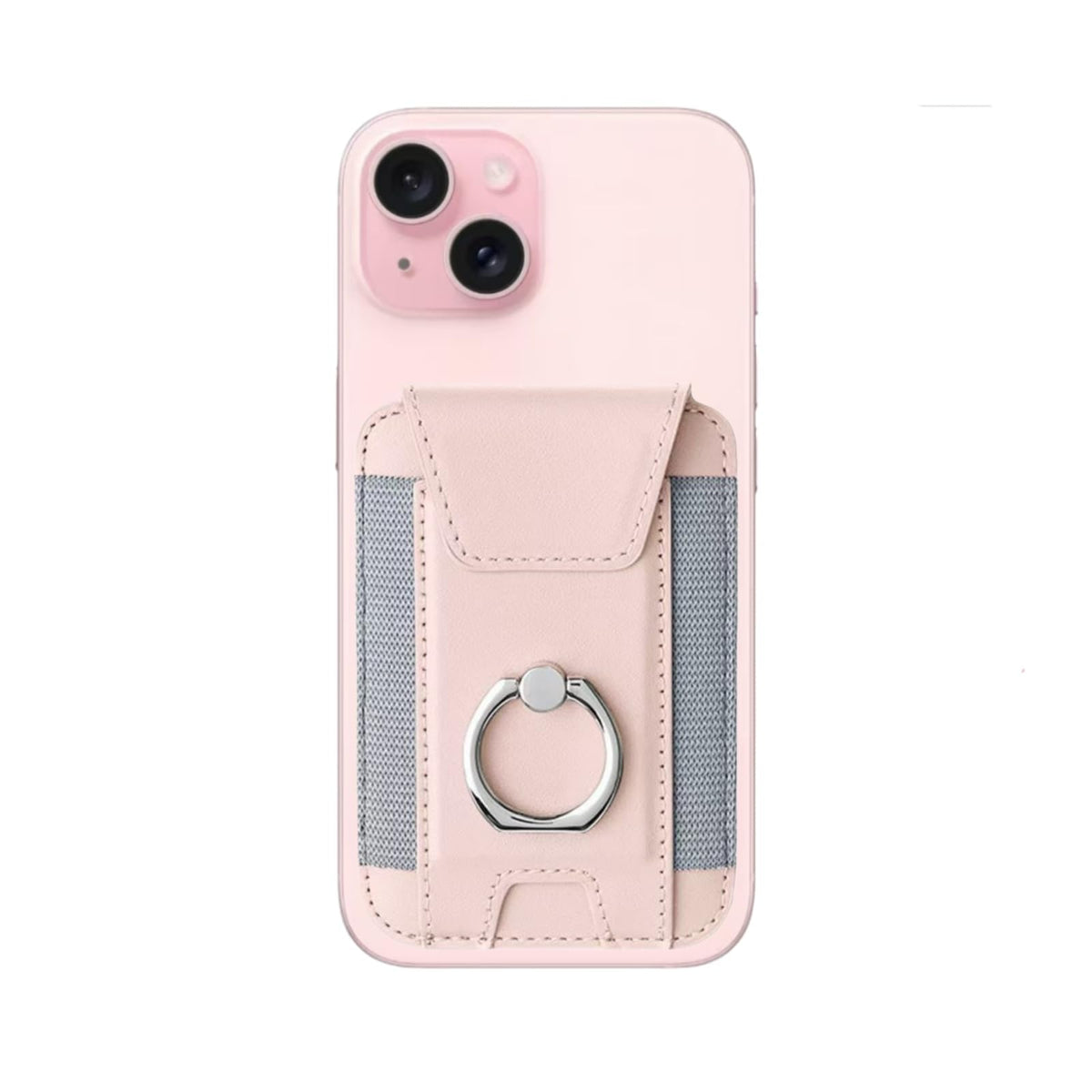 UPEWEFI for Magsafe Wallet, Slim Magnetic Card Wallet with Grip, 7 Cards Holder RFID Blocking, Ring Stand Stick on Wallet with Privacy Flap(Pink)